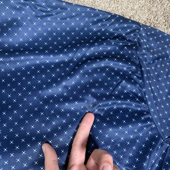 Collars & Co Mens 3XL Navy Geometric Print Short Sleeve Polo Shirt - Picture 6 of 8